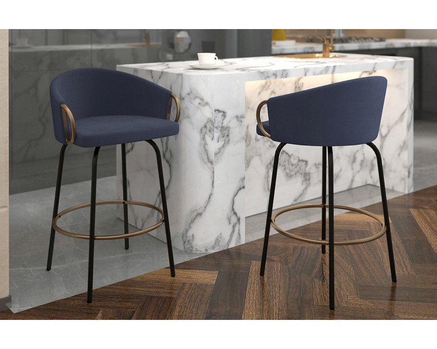 Worldwide Lavo 26" Counter Stool Set of 2 - Blue/Black/Aged Gold