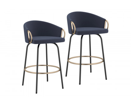 Worldwide Lavo 26" Counter Stool Set of 2 - Blue/Black/Aged Gold