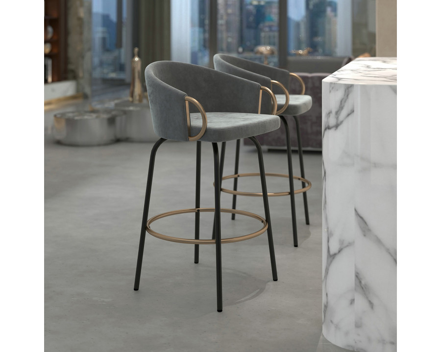 Worldwide Lavo 26" Counter Stool Set of 2 - Gray/Black/Aged Gold