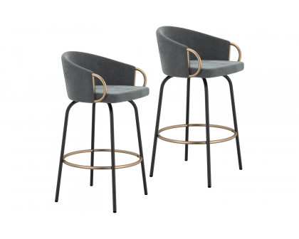 Worldwide Lavo 26" Counter Stool Set of 2 - Gray/Black/Aged Gold