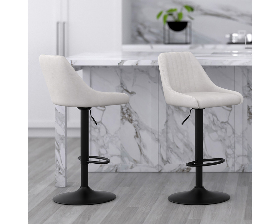 Worldwide Kron Adjustable Air-Lift Stool Set of 2 - Beige/Black