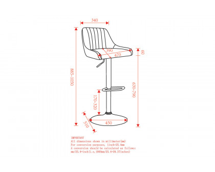 Worldwide Kron Adjustable Air-Lift Stool Set of 2 - Beige/Black