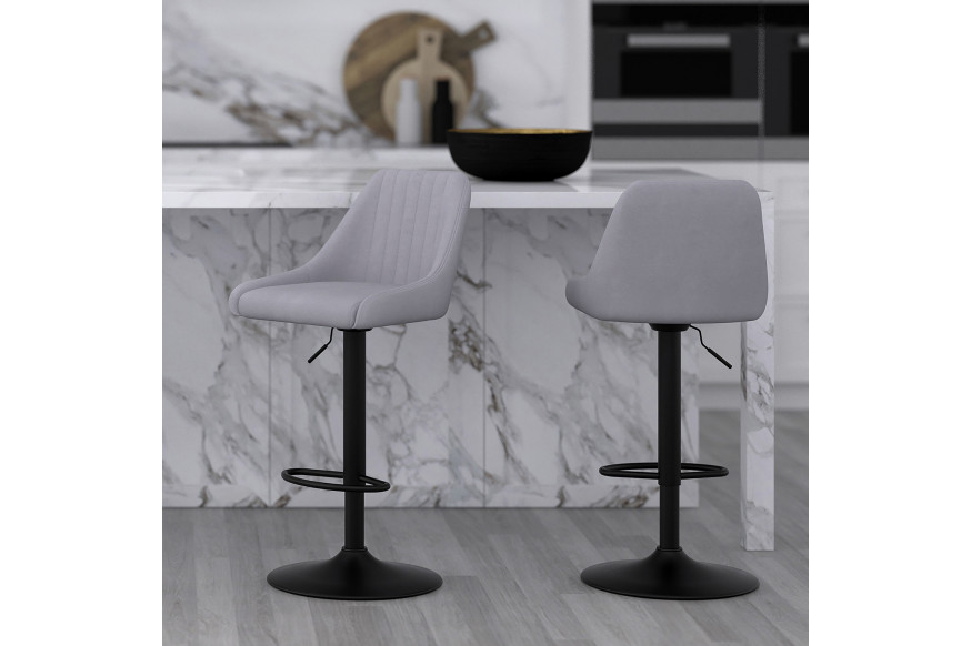 Worldwide™ Kron Adjustable Air-Lift Stool Set of 2 - Gray/Black