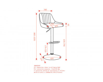 Worldwide™ Kron Adjustable Air-Lift Stool Set of 2 - Gray/Black