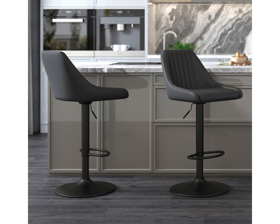 Worldwide Kron Adjustable Air-Lift Stool Set of 2 - Black/Black