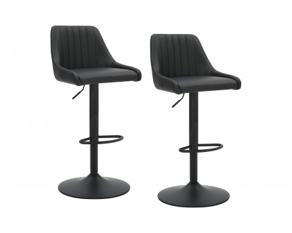 Worldwide Kron Adjustable Air-Lift Stool Set of 2 - Black/Black