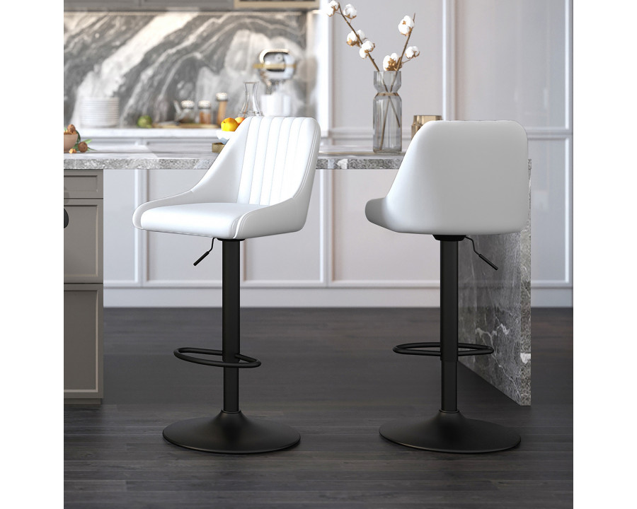 Worldwide Kron Adjustable Air-Lift Stool Set of 2 - White/Black