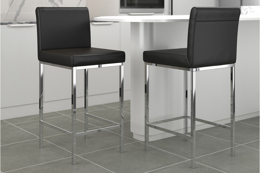 Worldwide™ Porto 26" Counter Stool Set of 2 - Black/Chrome