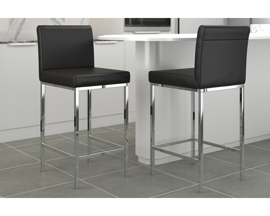 Worldwide Porto 26" Counter Stool Set of 2 - Black/Chrome