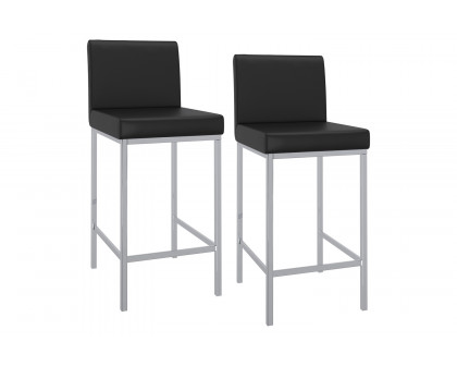 Worldwide™ Porto 26" Counter Stool Set of 2 - Black/Chrome