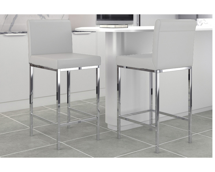 Worldwide Porto 26" Counter Stool Set of 2 - Gray/Chrome