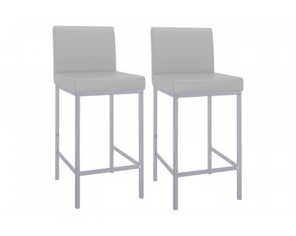 Worldwide Porto 26" Counter Stool Set of 2 - Gray/Chrome