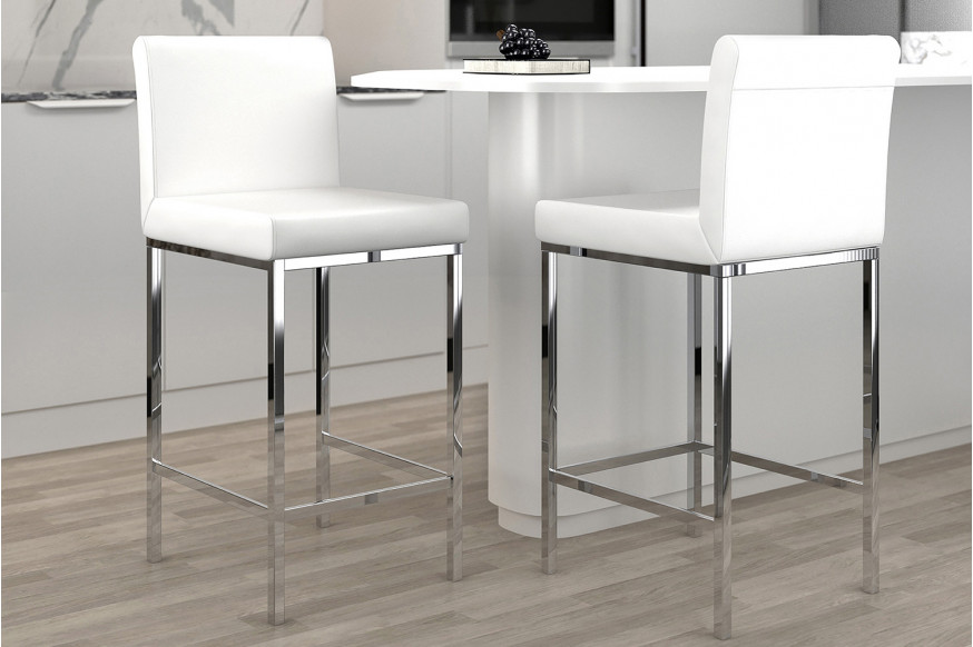 Worldwide™ Porto 26" Counter Stool Set of 2 - White/Chrome