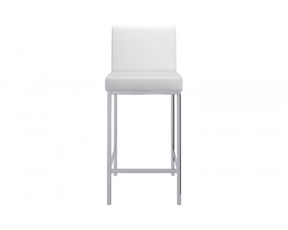 Worldwide™ Porto 26" Counter Stool Set of 2 - White/Chrome