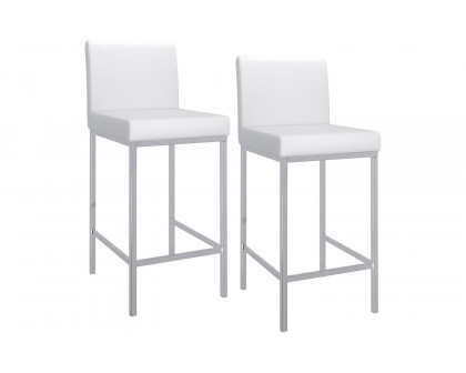 Worldwide™ Porto 26" Counter Stool Set of 2 - White/Chrome