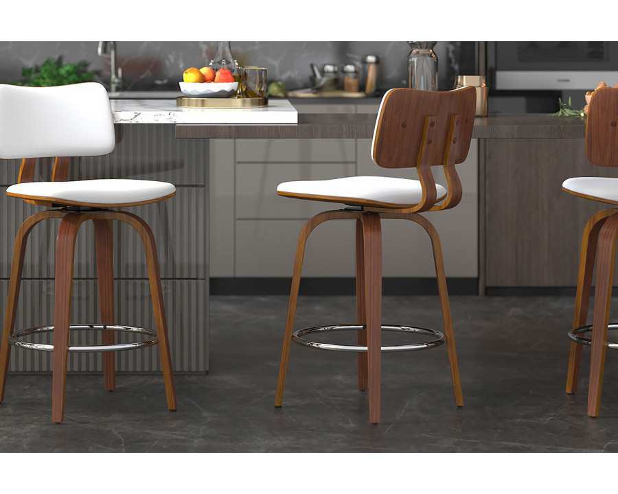 Worldwide Zuni 26" Counter Stool with Swivel - White/Walnut