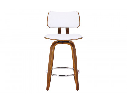 Worldwide™ Zuni 26" Counter Stool with Swivel - White/Walnut