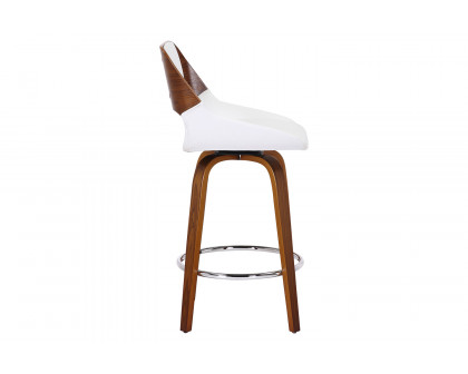 Worldwide Hudson 26" Counter Stool with Swivel - White/Walnut