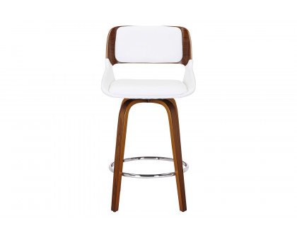 Worldwide Hudson 26" Counter Stool with Swivel - White/Walnut