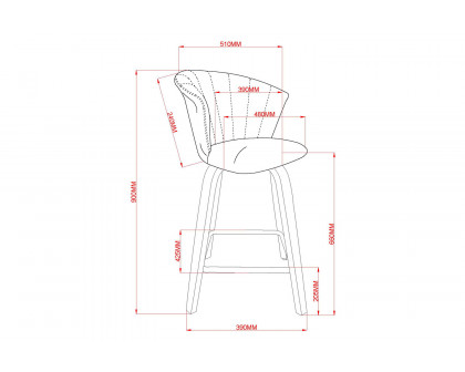 Worldwide Tula 26" Counter Stool - Black/Washed Oak