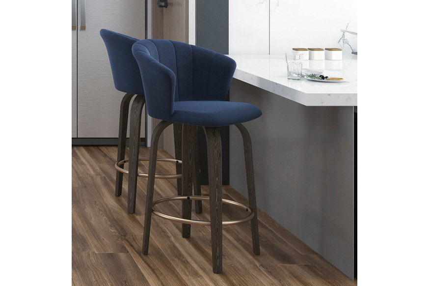 Worldwide™ Tula 26" Counter Stool - Blue/Washed Oak