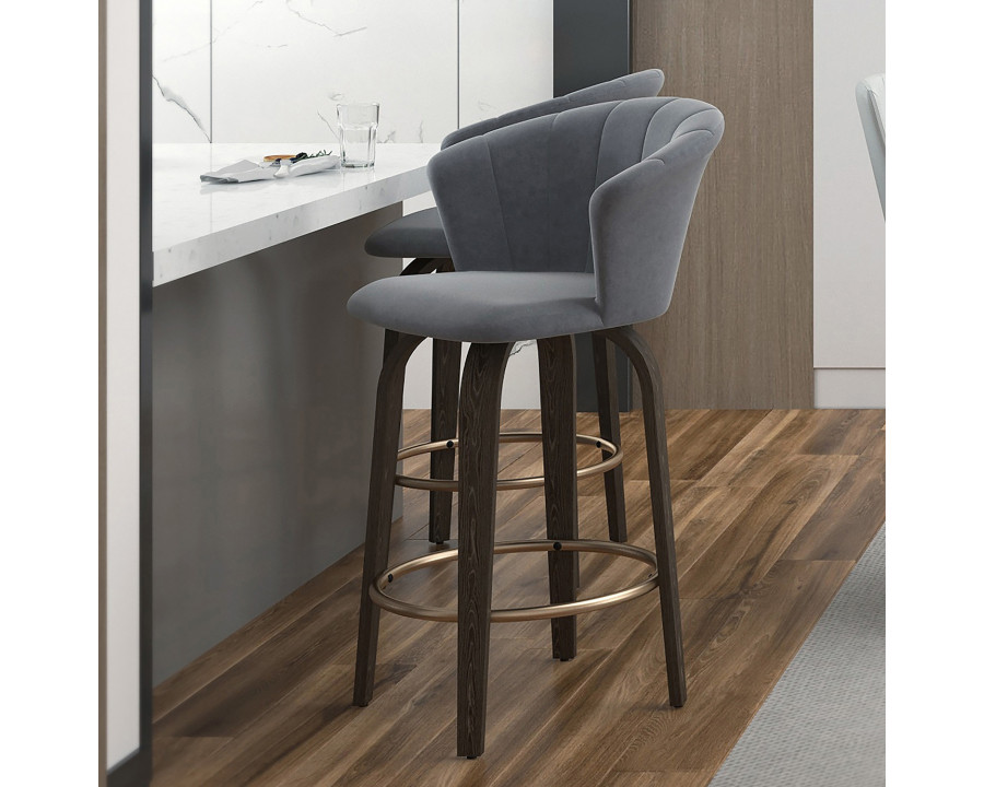 Worldwide Tula 26" Counter Stool - Gray/Washed Oak