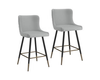 Worldwide Xander 26" Counter Stool Set of 2 - Light Gray/Black