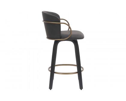 Worldwide Lawson 26" Counter Stool with Swivel Set of 2 - Charcoal/Black/Aged Gold