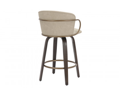 Worldwide Lawson 26" Counter Stool with Swivel Set of 2 - Ivory/Brown/Aged Gold