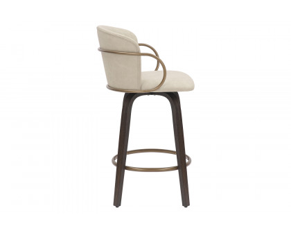 Worldwide Lawson 26" Counter Stool with Swivel Set of 2 - Ivory/Brown/Aged Gold