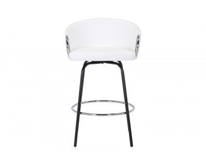 Worldwide Orion 26" Counter Stool with Swivel Set of 2 - White/Chrome