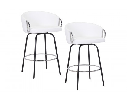 Worldwide Orion 26" Counter Stool with Swivel Set of 2 - White/Chrome