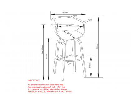 Worldwide Holt 26" Counter Stool - Charcoal/Walnut