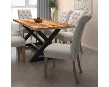 Worldwide™ Zax/Melia Dining Set of 7 - Natural Table/Beige Chair