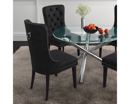 Worldwide Solara II/Rizzo Dining Set of 5 - Chrome Table/Black Chair