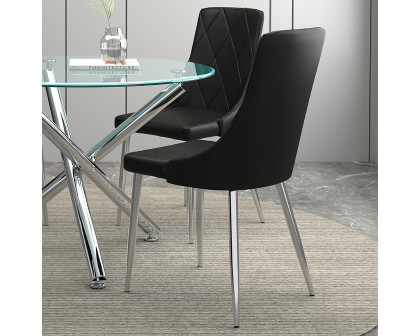 Worldwide Solara/Devo Dining Set of 5 - Chrome Table/Black Chair