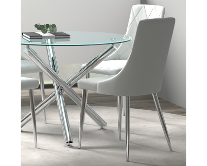 Worldwide Solara/Devo Dining Set of 5 - Chrome Table/Gray Chair