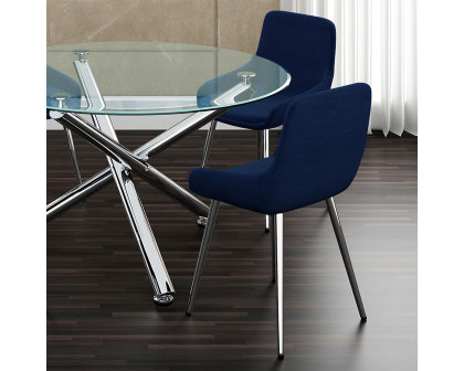 Worldwide Solara II/Cassidy Dining Set of 5 - Chrome Table/Blue Chair