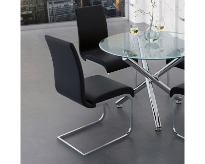 Worldwide Solara/Maxim Dining Set of 5 - Chrome Table/Black Chair