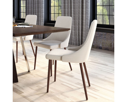 Worldwide™ Drake/Cora Dining Set of 7 - Walnut Table/Beige Chair