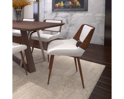 Worldwide Drake/Hudson Dining Set of 7 - Walnut Table/White Chair