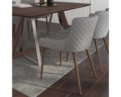 Worldwide™ Drake/Bianca Dining Set of 7 - Walnut Table/Walnut and Gray Chair