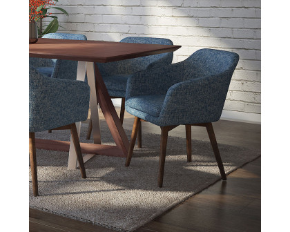 Worldwide™ Drake/Minto Dining Set of 7 - Walnut Table/Blue Chair