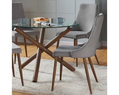 Worldwide Rocca/Cora Dining Set of 5 - Walnut Table/Gray Chair