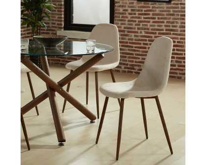 Worldwide Rocca/Lyna Dining Set of 5 - Walnut Table/Beige Chair