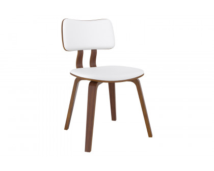 Worldwide Rocca/Zuni Dining Set of 5 - Walnut Table/White Chair