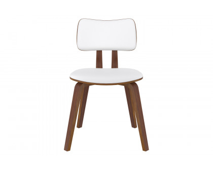 Worldwide Rocca/Zuni Dining Set of 5 - Walnut Table/White Chair