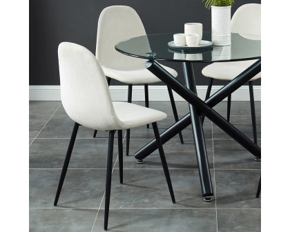 Worldwide Suzette/Olly Dining Set of 5 - Black Table/Beige Chair