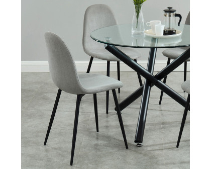 Worldwide™ Suzette/Olly Dining Set of 5 - Black Table/Gray Chair