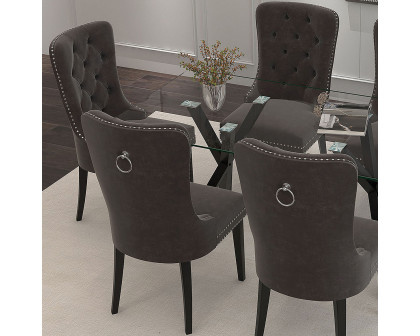 Worldwide Stark/Rizzo Dining Set of 7 - Black Table/Gray Chair